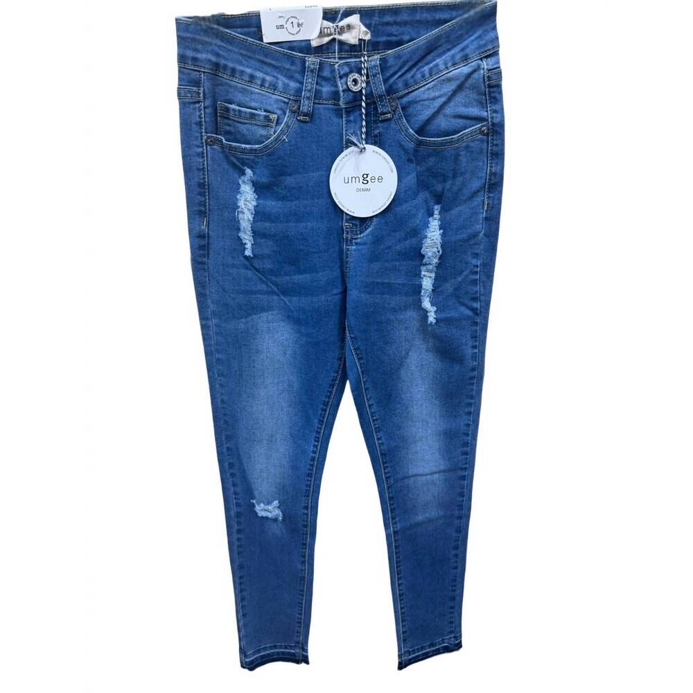 NEW UMGEE women's distressed skinny jeans in medium blue